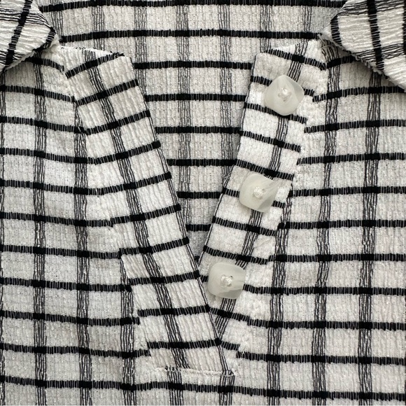 Madewell Top Crinkle Polo Crop Tee Textural Collared Lighthouse Sz S - Picture 8 of 12